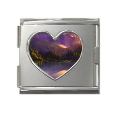 Colored Hues Sunset Mega Link Heart Italian Charm (18mm) by GardenOfOphir