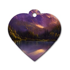 Colored Hues Sunset Dog Tag Heart (two Sides) by GardenOfOphir