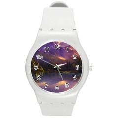 Colored Hues Sunset Round Plastic Sport Watch (m) by GardenOfOphir