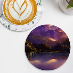 Colored Hues Sunset Uv Print Round Tile Coaster by GardenOfOphir