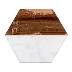 Colored Hues Sunset Marble Wood Coaster (hexagon)  by GardenOfOphir