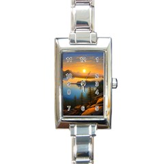 Distant Sunset Rectangle Italian Charm Watch by GardenOfOphir