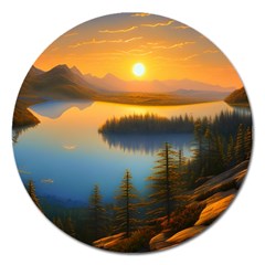 Distant Sunset Magnet 5  (round) by GardenOfOphir