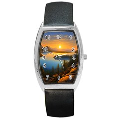 Distant Sunset Barrel Style Metal Watch by GardenOfOphir