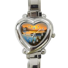 Distant Sunset Heart Italian Charm Watch by GardenOfOphir