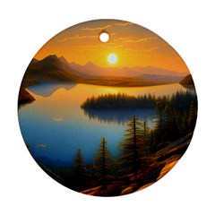 Distant Sunset Round Ornament (two Sides) by GardenOfOphir