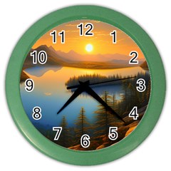 Distant Sunset Color Wall Clock by GardenOfOphir