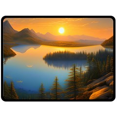 Distant Sunset One Side Fleece Blanket (large) by GardenOfOphir