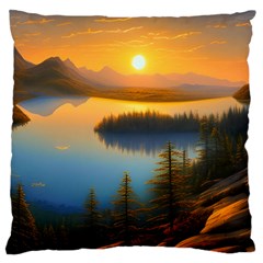 Distant Sunset Large Cushion Case (two Sides) by GardenOfOphir