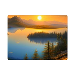 Distant Sunset One Side Premium Plush Fleece Blanket (mini) by GardenOfOphir