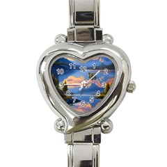 Beautiful Sunset Heart Italian Charm Watch by GardenOfOphir