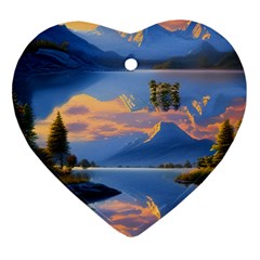 Beautiful Sunset Heart Ornament (two Sides) by GardenOfOphir