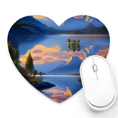 Beautiful Sunset Heart Mousepad by GardenOfOphir