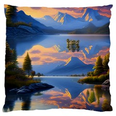 Beautiful Sunset Large Premium Plush Fleece Cushion Case (two Sides) by GardenOfOphir