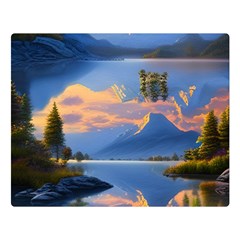 Beautiful Sunset One Side Premium Plush Fleece Blanket (large)