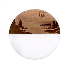 Beautiful Sunset Classic Marble Wood Coaster (round)  by GardenOfOphir