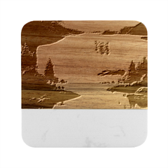 Beautiful Sunset Marble Wood Coaster (square) by GardenOfOphir