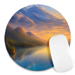 Benevolent Sunset Round Mousepad by GardenOfOphir