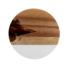 Benevolent Sunset Marble Wood Coaster (round) by GardenOfOphir