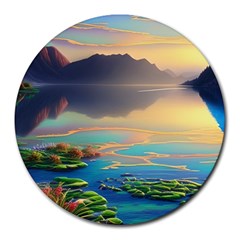 Breathtaking Sunset Round Mousepad by GardenOfOphir