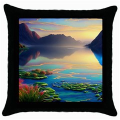 Breathtaking Sunset Throw Pillow Case (black) by GardenOfOphir