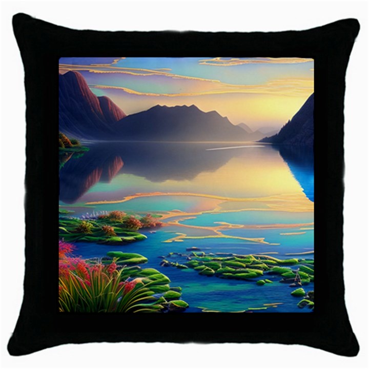 Breathtaking Sunset Throw Pillow Case (Black)