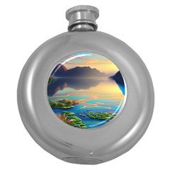 Breathtaking Sunset Round Hip Flask (5 Oz) by GardenOfOphir