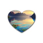 Breathtaking Sunset Rubber Heart Coaster (4 pack) Front