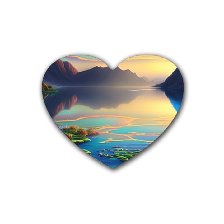 Breathtaking Sunset Rubber Heart Coaster (4 pack)