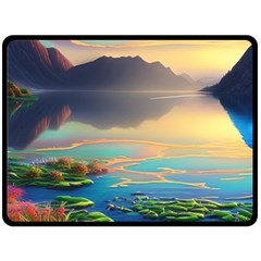 Breathtaking Sunset One Side Fleece Blanket (large) by GardenOfOphir