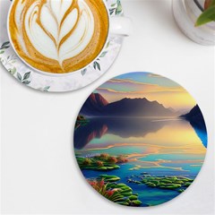 Breathtaking Sunset Uv Print Round Tile Coaster by GardenOfOphir