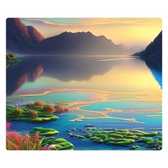 Breathtaking Sunset One Side Premium Plush Fleece Blanket (small) by GardenOfOphir