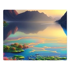 Breathtaking Sunset One Side Premium Plush Fleece Blanket (large) by GardenOfOphir