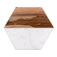 Crimson Sunset Marble Wood Coaster (hexagon) 