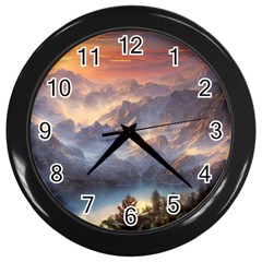 Dusty Sunset Wall Clock (black) by GardenOfOphir