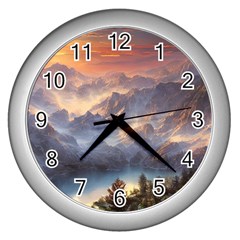 Dusty Sunset Wall Clock (silver) by GardenOfOphir