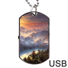 Dusty Sunset Dog Tag Usb Flash (two Sides) by GardenOfOphir