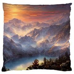 Dusty Sunset Large Premium Plush Fleece Cushion Case (two Sides) by GardenOfOphir