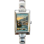 Dazzling Sunset Rectangle Italian Charm Watch Front