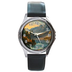 Dazzling Sunset Round Metal Watch