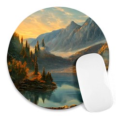 Dazzling Sunset Round Mousepad by GardenOfOphir