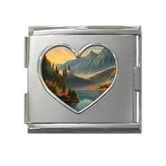 Dazzling Sunset Mega Link Heart Italian Charm (18mm)