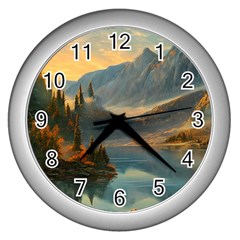 Dazzling Sunset Wall Clock (Silver)