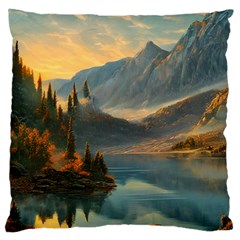 Dazzling Sunset Large Premium Plush Fleece Cushion Case (one Side) by GardenOfOphir