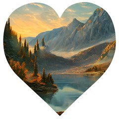 Dazzling Sunset Wooden Puzzle Heart