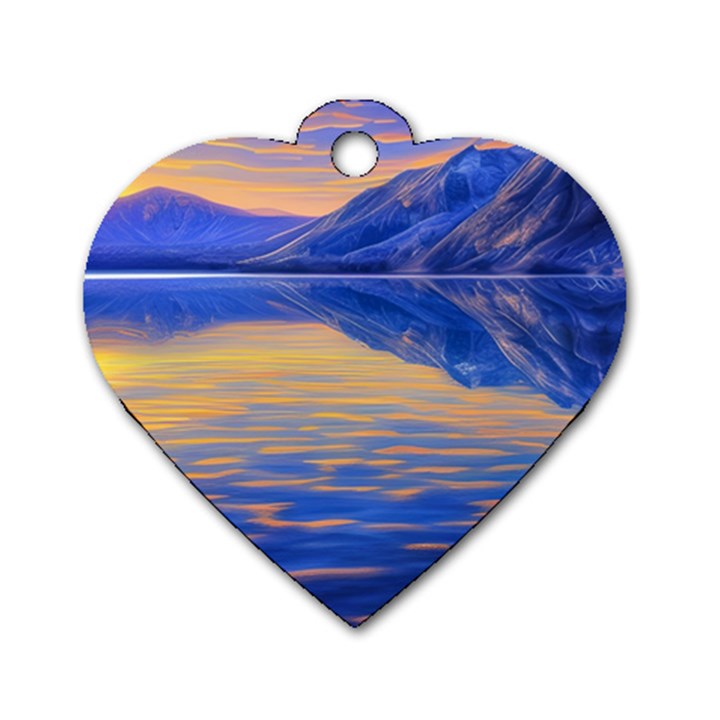 Dramatic Sunset Dog Tag Heart (Two Sides)