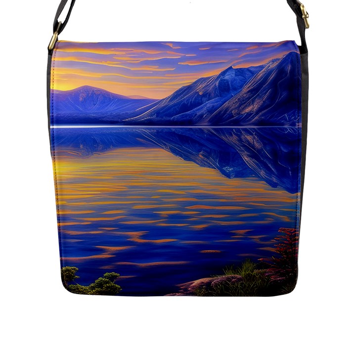 Dramatic Sunset Flap Closure Messenger Bag (L)