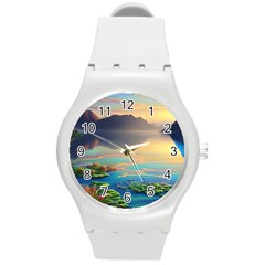 Exquisite Sunset Round Plastic Sport Watch (m) by GardenOfOphir