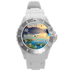 Exquisite Sunset Round Plastic Sport Watch (l) by GardenOfOphir