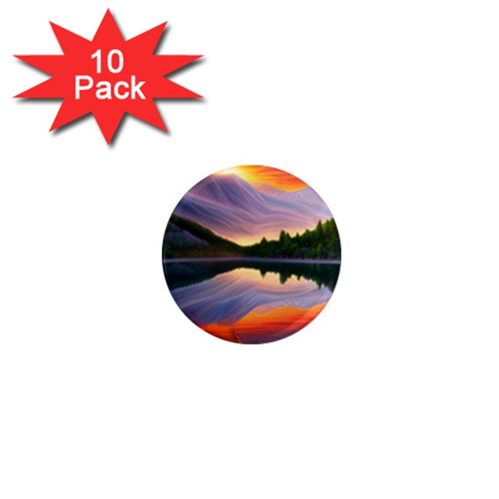 Flaming Sunset 1  Mini Magnet (10 pack) 